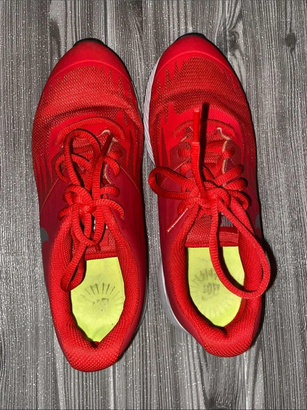 Nike Red and White Running Sneakers Size 5Y